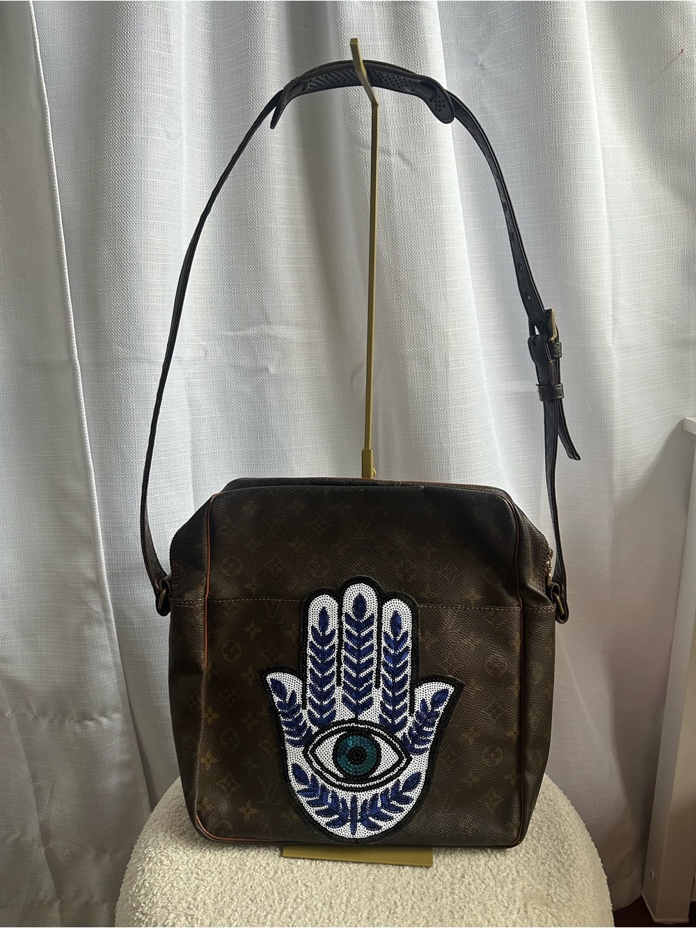 🪬Vintage Louis Vuitton Monogram Marceau GM - Custom Hamsa Shoulder Bag🪬
